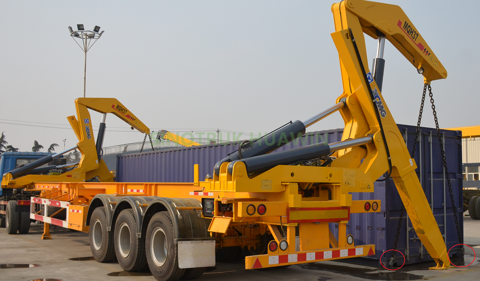 Remorque de chargeur latéral de conteneur de grue de levage latéral à 3 essieux